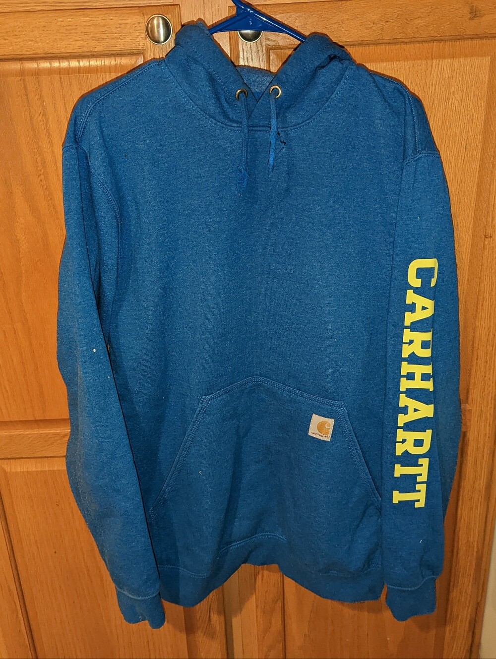 Carhartt Rain Defender blue yellow hoodie pullover Men size M Medium Men size